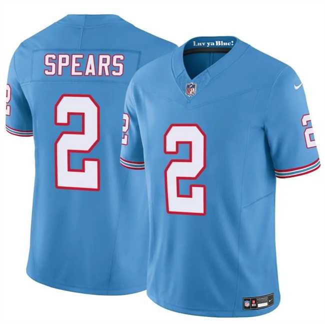 Mens Tennessee Titans #2 Tyjae Spears Blue 2024 F.U.S.E. Throwback Vapor Limited Stitched Jersey->tennessee titans->NFL Jersey